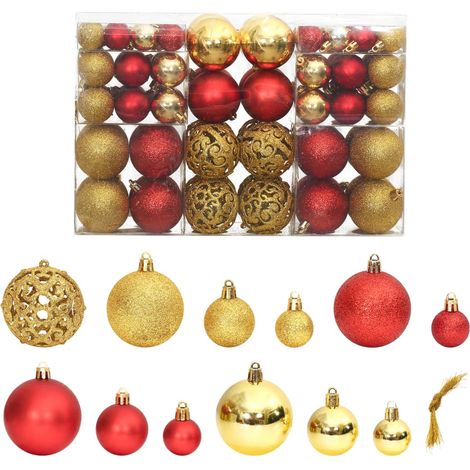 Palline di Natale 100 pz Oro e Rosso Vino 3 / 4 / 6 cm (1/5)