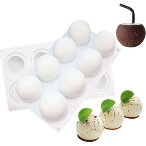 Moule à mousse à 8 boules égales, moule à gâteau rond en silicone ustensiles de cuisson moule à gâteau (1/4)
