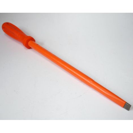 Tournevis plat 10x250mm isolé 1000V lame acier chromé manche bi-matière electricien pour vis tête fendue DERANCOURT