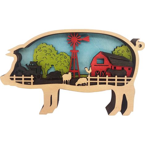 Décoration de Bureau Créative en Bois - Ferme et Animaux Rustiques (1/5)