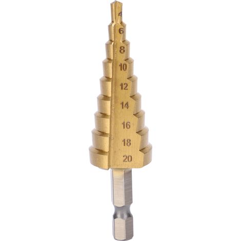 Foret étagé HSS multi-trous, alésage conique à rainure droite, outils manuels 4mm à 20mm (1/5)