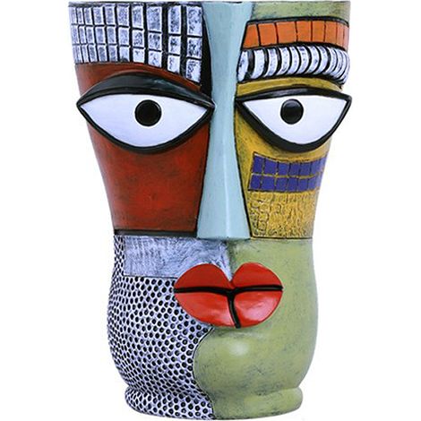 Pot de fleurs en résine visage humain abstrait design artistique coloré décoration intérieure extérieure bureau balcon style antique créatif original (1/5)