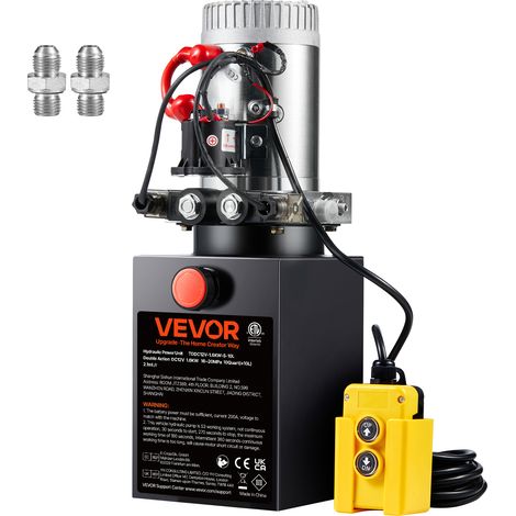 VEVOR Pompe Hydraulique DC 12 V 9,5 L Groupe Hydraulique Double Effet Debit deHuile 3,44 L/min Max Pression de Decharge 22 MPa pour Camion a Benne Basculante Nacelle Elevatrice Remorque Levage Bennage