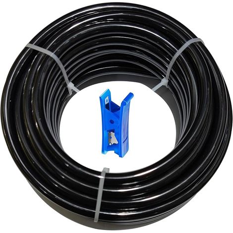 20 Meter PolyuréthaneTuyau Noir Pneumatique, PU Tuyau Air, 8mm OD x 5mm ID, Polyuréthane PU Air Kit + 1 Pcs Coupe-Tuyau