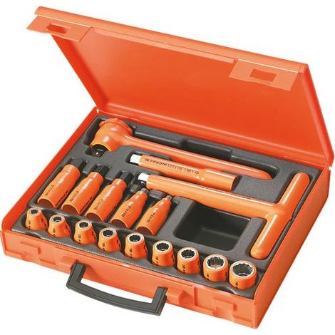 Facom – Coffret de 17 douilles isolées 1/2" carré – Conforme VDE 1000V – Pour travaux mécaniques et électriques – Isolation avec code couleur