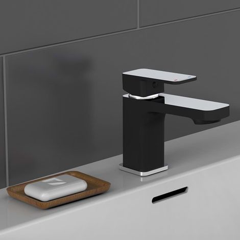 Mitigeur lavabo noir mat - Robinet monocommande - Poignée centrale - MIT/MAD/N (1/4)