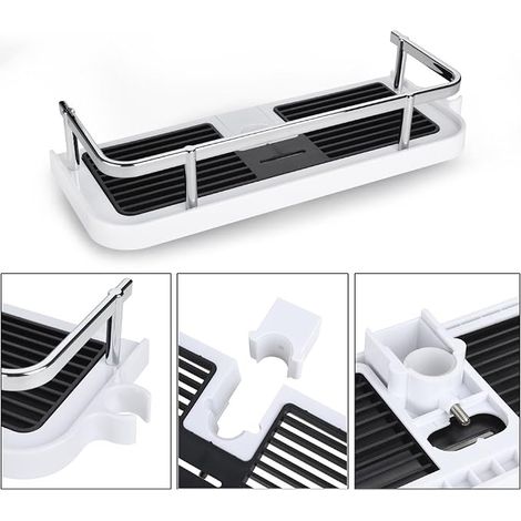 Étagère de douche extensible réglable en plastique ABS, plateau de stockage de savon de salle de bain, aucun perçage nécessaire à installer