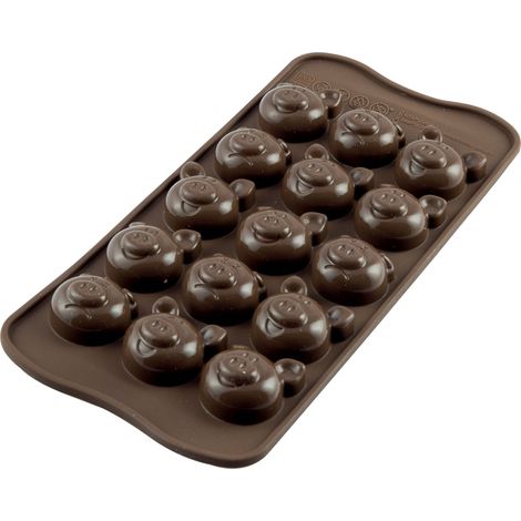 Silikomart SCG35 Choco Pigs Stampo in Silicone 31x29 mm, Marrone, 21x10.5x1.6 cm