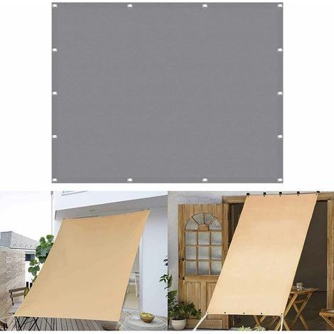Voile d'ombrage rectangulaire 2.5x5m – Imperméable et anti-UV – Canevas polyester 100% – Protection 98% UV pour balcon et terrasse gris - 5Mx5M (1/4)