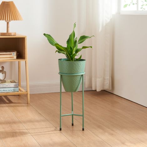 Soporte para plantas Asten con macetero metal 41xØ16cm - Verde [en.casa]