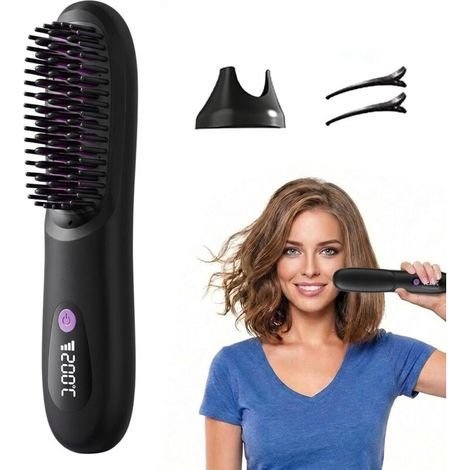 Brosse Coiffante Cocoony Cheveux Courts Volume, Cocoony Brosse À Cheveux, Créez Rapidement Une Coiffure Raffinée, Volume Durable, Design Sans Fil Et Portable (Noir) (1/5)
