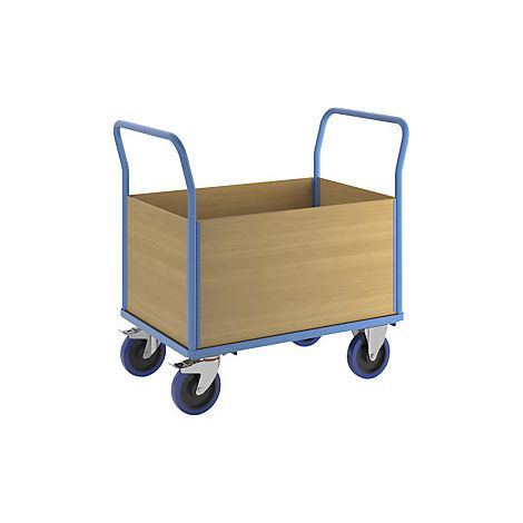 eurokraft pro  Carrello a pianale con sponde in legno  ruote