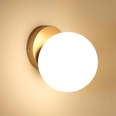 AMXCNOY Applique murale E27 avec abat-jour transparent en verre de 15 cm, base en métal doré, pour chambre, salon et couloir, classe énergétique E (1/5)