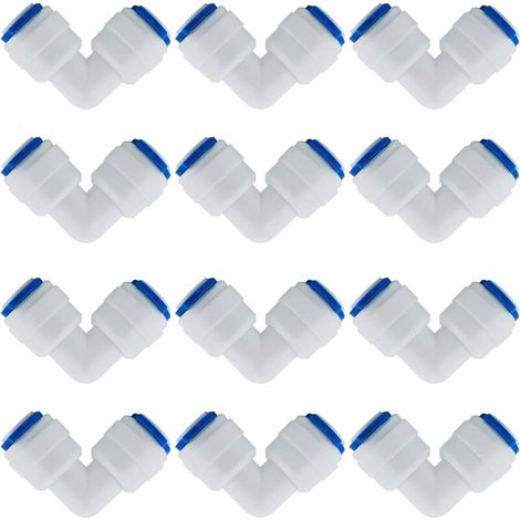12-teiliges Zubehörset für Umkehrosmose-Wasserfilter: 1/4-Zoll-90°-Winkel-Schnellkupplungen für Wasserleitungen und Kühlschrankschläuche