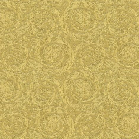Papier peint doré à motif baroque pour salon élégant Tapisserie métallique or pour chambre Papiers peints fleur baroque (1/4)