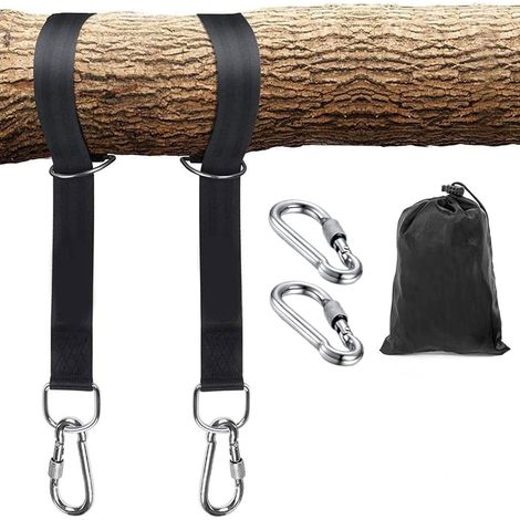 Filiyano – Kit de suspension pour balançoire d'arbre, sangles extérieures de 1,5 à 3 m, 2 mousquetons de sécurité robustes et 2 anneaux en D (1/5)