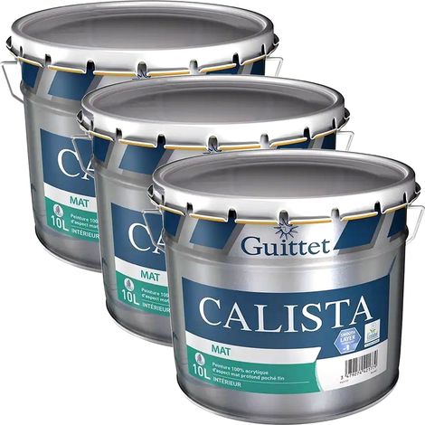 Peinture Professionnelle GUITTET Calista haute performance Mate BLANC 10L - Pack x3 Choisissez votre teinte: Peinture Blanche - Conditionnement: 10 Litres