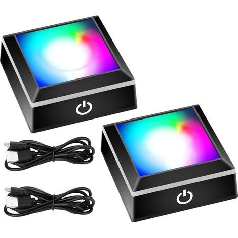 Base LED Lumineuse pour Cristal, 2PCS Support Éclairé à Couleurs Changeantes pour Ornements en Verre - Lampe d'Ambiance (1/5)