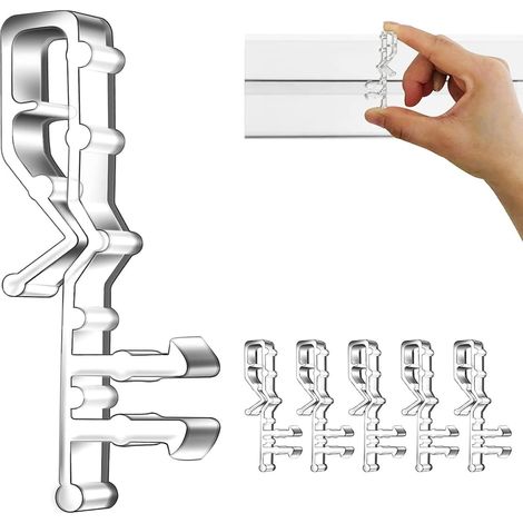 Set of 18 transparent curtain clips for blinds, 3 invisible sizes (1/5)