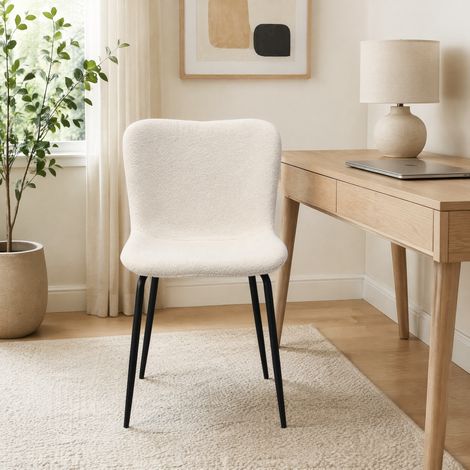 MEUBLIV Chaise de salle à manger blanche – dossier rond haut, lot de 2 (1/5)