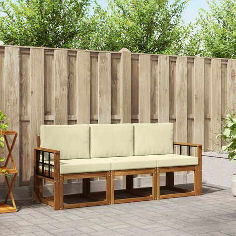vidaXL Set di divani da esterno con cuscino 3 pcs Naturale e