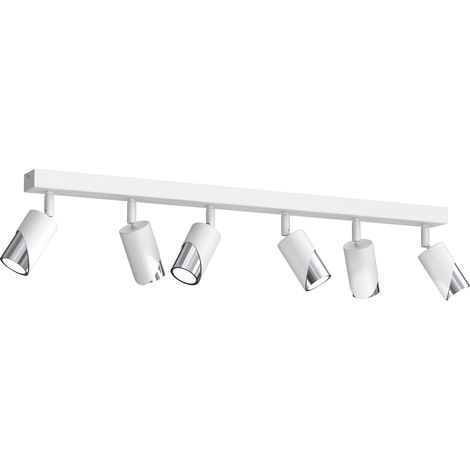 Rampe plafond 6 spots orientables blanc/chrome GU10 15W