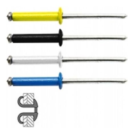 48 Alu/Stahl Blindnieten mit Flachkopf Farbe Ø 4 x 16 mm Techman