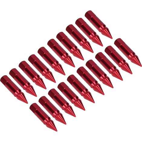 Lot de 20 écrous de roue universels M12x1,5 pour jantes de course, 90 mm, en alliage d'aluminium, à pointes, avec clé à douille (rouge). (1/5)