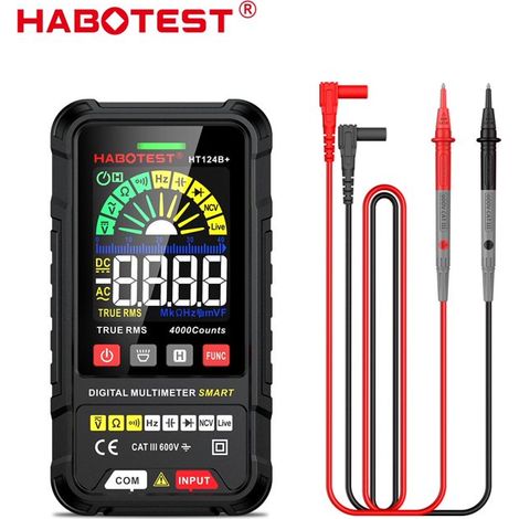Multimètre numérique intelligent HABOTEST HT124B+, mesure RMS vraie, test de capacité en tension/fréquence CA 6000 V (1/5)