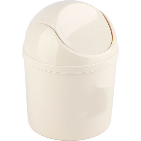 Mini-Tischmülleimer aus PP mit kompaktem, praktischem Deckeldesign für Zuhause, Küche, Schreibtisch, Schlafzimmer, Wohnzimmer, Weiß (1/5)
