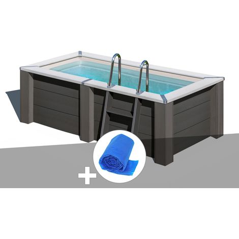 Kit piscine composite Gré Avant-Garde carrée 3,15 x 1,75 x 0,96 m + Bâche à bulles