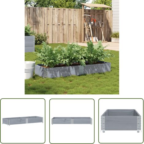 The Living Store Jardinière gris 150x50 cm bois massif de pin - Jardiniered'extérieure - Jardinière Bois - Pot De Fleurs Extérieur - Bac Plante - Décoration Jardin (1/5)