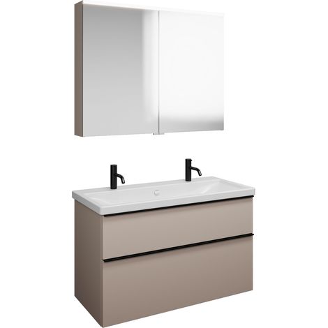 Set burgbad Eqio, composé d'une armoire de toilette, d'un lavabo (1/2)