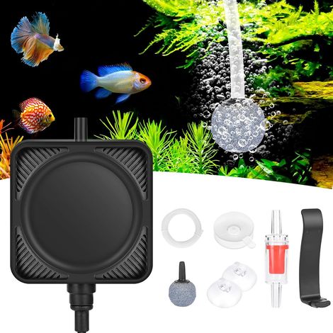 Silent Mini Aquarium Air Pump, 1.5 W Aquarium Bubbler Output, Bubbler for Aquarium with Bubble Stone and Non-Return Valve, 1 m Hose (1/5)