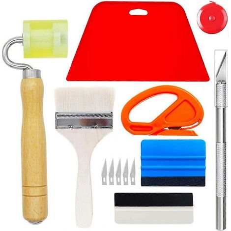 Kit complet de 13 outils pour la pose de papier peint, le covering de voiture et la pose de films adhésifs pour vitres. (1/5)
