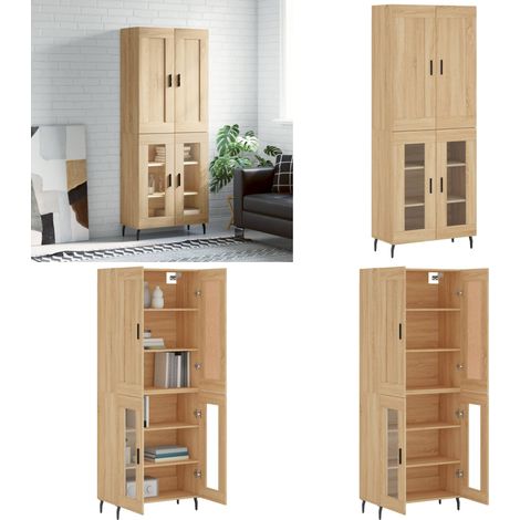 Highboard Sonoma-Eiche 69,5x34x180 cm Holzwerkstoff - Holzwerkstoff Schrank - Stauraum Schrank (1/5)
