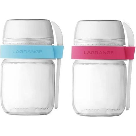 Lagrange Tarros compartimentados de vidrio azul cielo y rosa