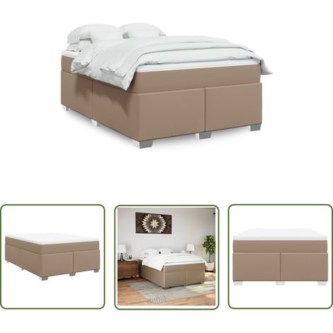 The Living Store Sommier à lattes de lit avec matelas Cappuccino 140x200 cm - Lit Double - Literie - Chambre À Coucher - Meuble De Chambre - Sommier À Lattes (1/5)