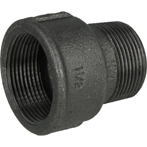 Raccord en fonte malléable noir manchon réduit 1 1/2'' FF x 1 1/4'' FM
