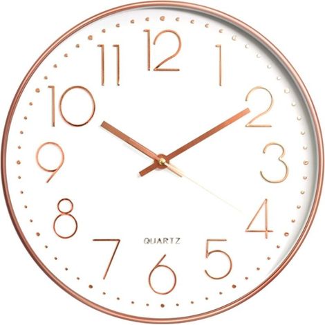 30 CM Silent Non-Ticking Grande Horloge Murale silencieuse sans tic tac décorative pour Cuisine Salon Chambre Bureau (Or Rose) (1/5)