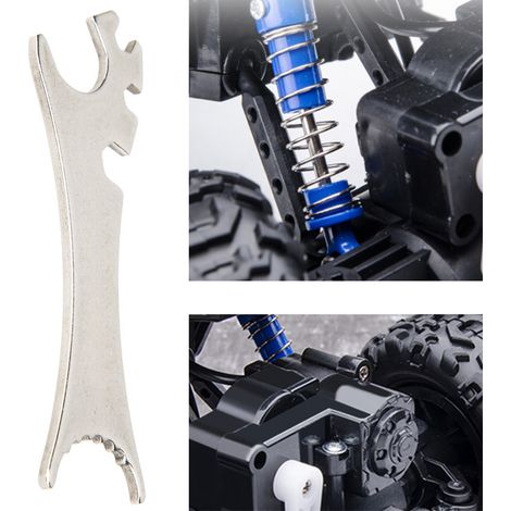 Clé multifonction en métal compatible avec les outils d'amortisseurs pour voitures RC TRAXXAS-REVO E/S / Summit 1/10 (argenté) (1/4)