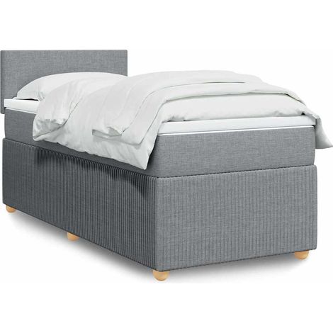 Boxspringbett mit Matratze Hellgrau 90x200 cm Stoff (1/5)