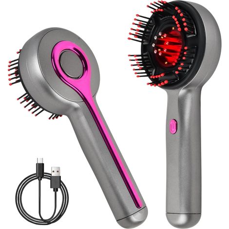 Brosse Massage Électrique Cuir Chevelu, 3 in 1 Masseur de Tête Électrique  Lumière Rouge, Étanchéité IPX7 avec 3 Modes et Distributeur d'Huile Capillaire 3ML (Gris) (1/5)