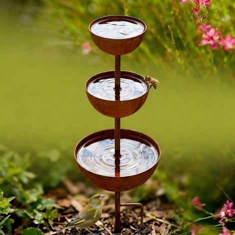 Bain D Oiseaux Extérieur En Métal Rétro Avec Collecteur D Eau De Pluie Et Base Stable 5 Broches Pour Jardin Balcon Terrasse (1/5)