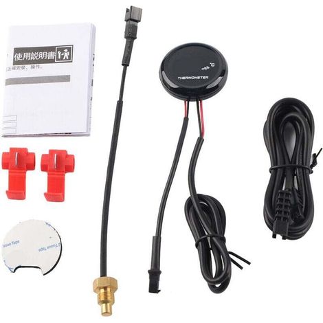 Jauge de température d'eau de thermomètre numérique pour Honda / Kawasaki / Yamaha / Suzuki (lumière bleue) (1/4)