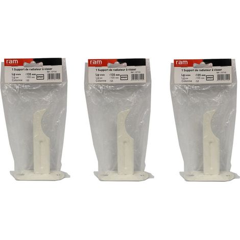 Lot de 3 supports à visser pour radiateur en fonte type rideau - longueur axe 105 mm - longueur totale 135 mm - Ram (1/3)