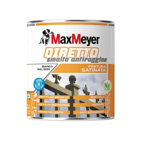 MaxMeyer Smalto Antiruggine Satinato Bianco 0,75L per Interni ed Esterni