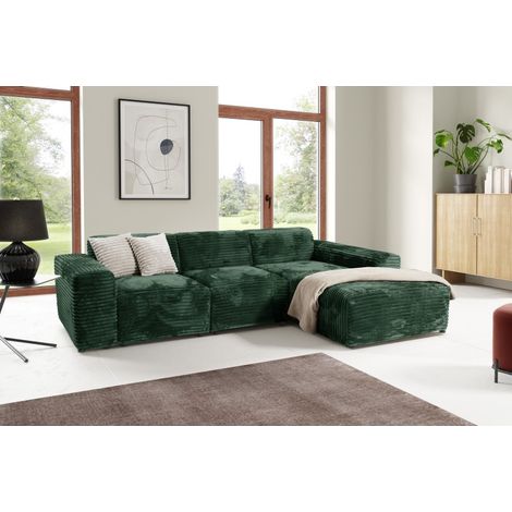 Tendencio – Canapé d'angle BRISIA en velours côtelé épais – Longueur 290 cm – Confort optimal avec mousse 30 kg/m³ – Design moderne et élégant (1/4)