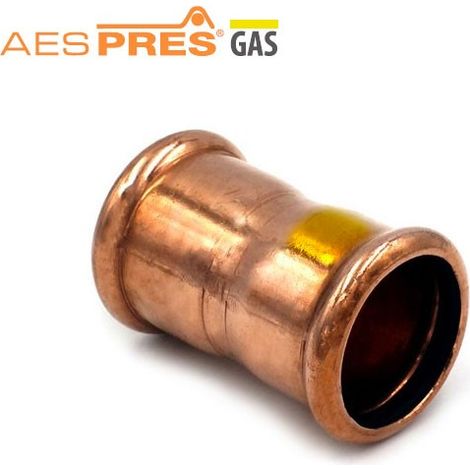 Manicotto ø15 AESPRES GAS in rame a pressare 683015000G - -  RACCORDERIE METALLICHE - - (1/2)