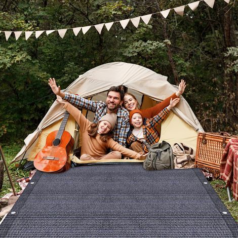 Jiubiaz Vorzeltteppich 300x300 cm HDPE UV-stabil Wasserdurchlässig Atmungsaktiv für Zelt & Caravan & Picknick